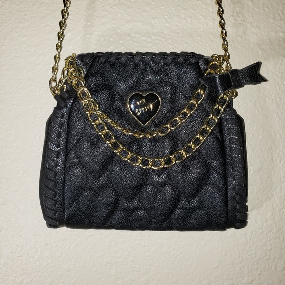 Betsey Johnson Handbags - BETSEY JOHNSON Mini Quilted Heart Crossbody Black